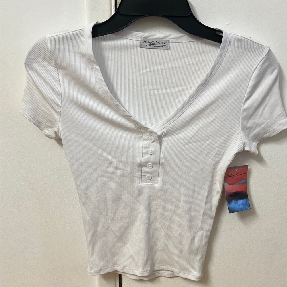 White Ribbed Button-Down Shirt by [Brand]